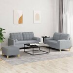 vidaXL Ensemble de canapés 3 Pièces coussins gris clair tissu