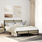 vidaXL Cadre de lit en métal sans matelas chêne sonoma 140x190 cm