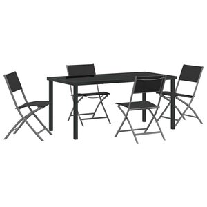 vidaXL Ensemble de salle à manger pour jardin 5 Pièces Noir