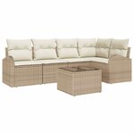 vidaXL Ensemble de canapé de jardin 6 Pièces Beige  blanc Poly rotin