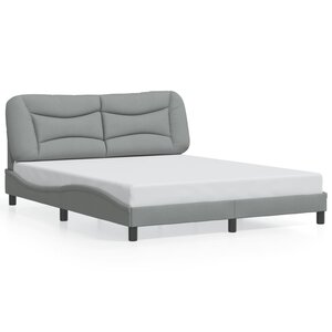 vidaXL Cadre de lit sans matelas Hvar gris clair 160x200 cm tissu