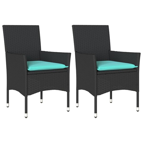 vidaXL Chaises de jardin avec coussins lot de 2 noir résine tressée