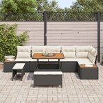 vidaXL Ensemble de canapé de jardin avec coussin 9 Pièces Noir et Crème