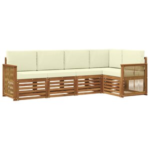 vidaXL Ensemble de canapé d'angle avec coussin 4 Pièces Naturel et Crème