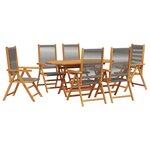 Ensemble de jardin 7 pièces vidaXL en bois d'acacia massif et en rotin synthétique gris