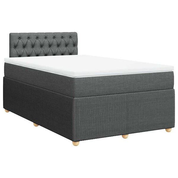 vidaXL Sommier à lattes de lit avec matelas Gris foncé 120x200cm Tissu