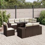 vidaXL Salon de jardin avec coussins 9 Pièces marron résine tressée