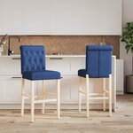 vidaXL Chaises de bar lot de 2 bois massif d'hévéa et tissu