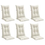 vidaXL Coussins de chaise à dossier haut lot de 6 crème mélangé tissu