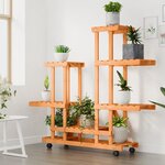 vidaXL Support à fleurs avec roues 95x25x101 cm bois massif de sapin