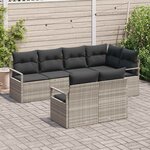 vidaXL Ensemble de canapé de jardin 7 Pièces Gris clair polyrotin