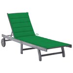 vidaXL Chaise longue de jardin avec coussin Gris Bois d'acacia solide