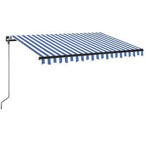 vidaXL Auvent manuel rétractable avec LED 350x250 cm Bleu et blanc