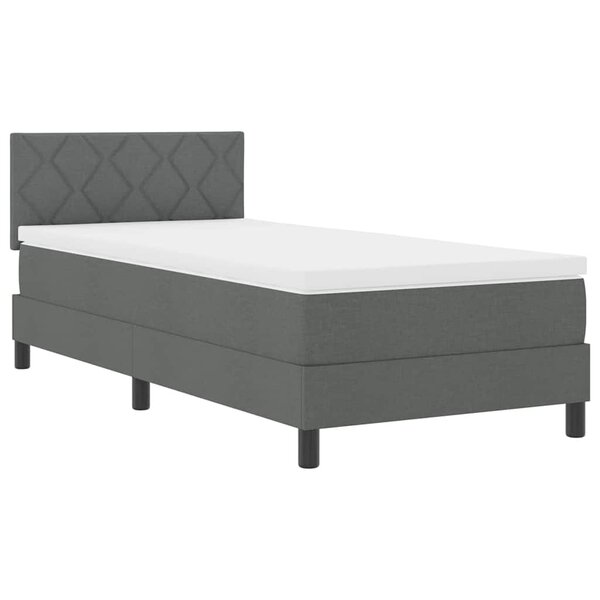 vidaXL Lit à ressorts avec matelas Gris foncé 90 x 190 cm tissu