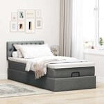 vidaXL Cadre de lit ottoman avec matelas gris foncé 100x200 cm tissu