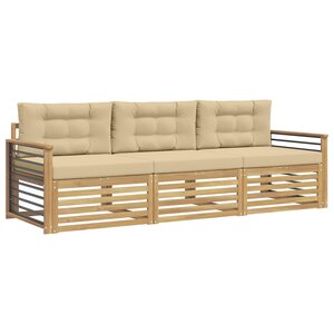 vidaXL Ensemble de canapés d'extérieur 3 Pièces Blanc et Beige Polyester