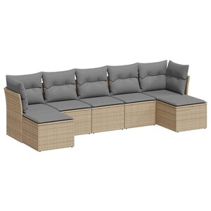 vidaXL Salon de jardin avec coussins 7 Pièces gris clair résine tressée