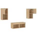 vidaXL Meuble TV muraux 4 Pièces avec lumières LED chêne sonoma