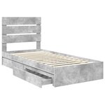 vidaXL Lit de Rangement Gris béton 90 x 200 cm Bois d'ingénierie