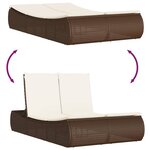 vidaXL Chaise longue double avec coussins marron résine tressée