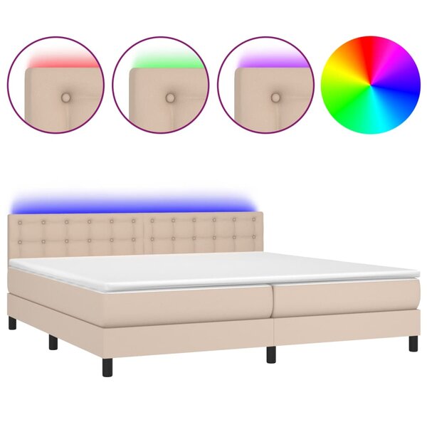 vidaXL Sommier à lattes de lit avec matelas LED Cappuccino 200x200 cm
