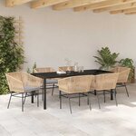 vidaXL Ensemble de salle à manger pour jardin 7 Pièces Marron Poly rotin