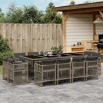 vidaXL Ensemble à manger de jardin coussins 13 Pièces gris résine tressée