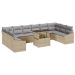 vidaXL Ensemble Canapé de Jardin 11 Pièces avec Coussins Beiges en Rattan Synthétique