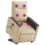 vidaXL Fauteuil inclinable de massage électrique Crème Tissu