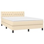 vidaXL Sommier à lattes de lit avec matelas LED Crème 140x200 cm Tissu