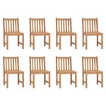 vidaXL Chaises de jardin lot de 8 avec coussins Bois de teck massif