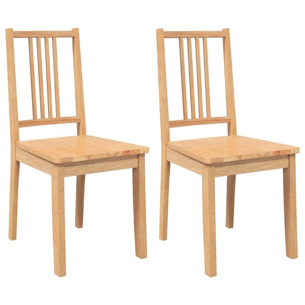 vidaXL Chaises à manger 2 Pièces bois massif naturel caoutchouc