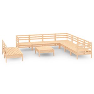Salon de jardin meuble d'extérieur ensemble de mobilier 10 pièces bois de pin massif 02_0015214