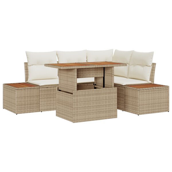 vidaXL Ensemble de 5 Pièces de Canapés de Jardin avec Coussins Beige Rattan Synthétique