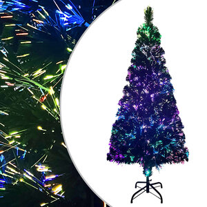 vidaXL Sapin de Noël artificiel avec support vert 210 cm fibre optique