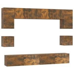 vidaXL Ensemble de meubles TV 8 Pièces Chêne fumé Bois d'ingénierie