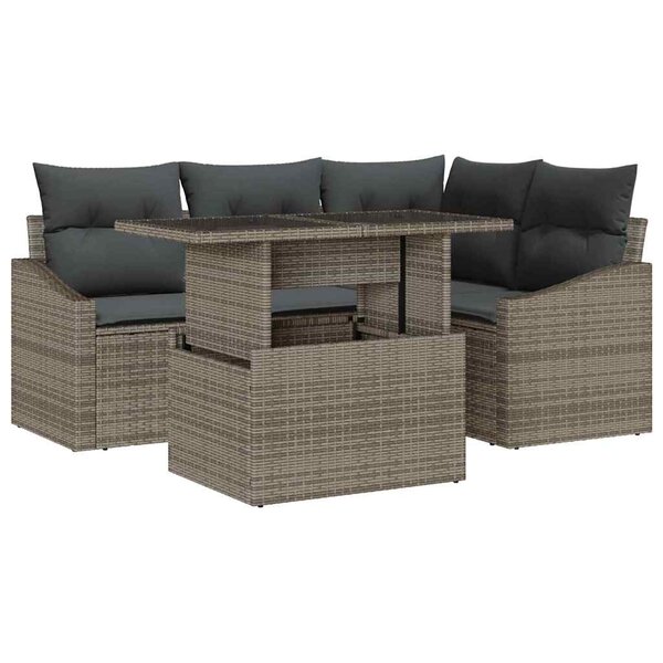 vidaXL Ensemble de canapé de jardin 5 pc Gris