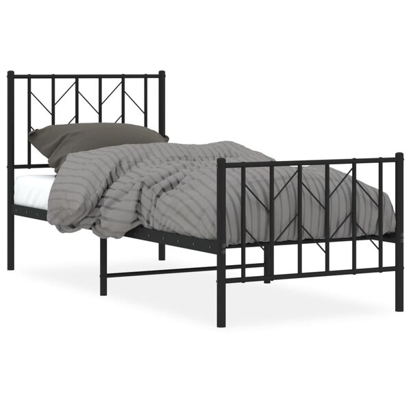 vidaXL Cadre de lit métal sans matelas avec pied de lit noir 80x200 cm