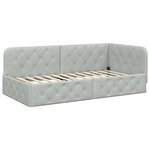 vidaXL Cadre de lit d'angle Gris clair 90 x 200 cm Velours
