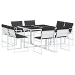 vidaXL Ensemble à manger de jardin avec coussins 9 Pièces blanc textilène