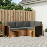 vidaXL Ensembles de canapés avec coussin 4 Pièces Bois d'Acacia Massif