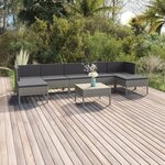 vidaXL Salon de jardin 8 Pièces avec coussins Résine tressée Gris