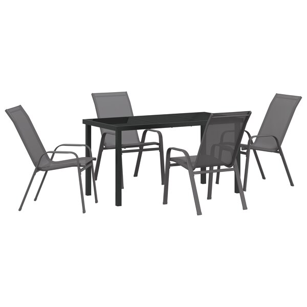 vidaXL Ensemble de salle à manger de jardin 5 pièces en gris Textilène et acier