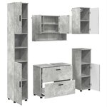 vidaXL Ensemble de mobilier de salle de bain 5 Pièces Gris béton
