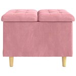 vidaXL Pouf de rangement avec coussin Rose 60 x 60 x 45 cm Velours