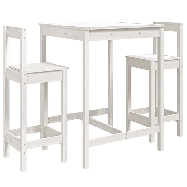 vidaXL Ensemble de bar de jardin 3 Pièces blanc bois de pin massif