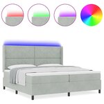 vidaXL Lit à Ressorts avec Matelas LED Gris clair 200 x 200 cm Velours