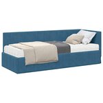 vidaXL Cadre de lit d'angle avec matelas 2 pc Bleu 80 x 200 cm Velours
