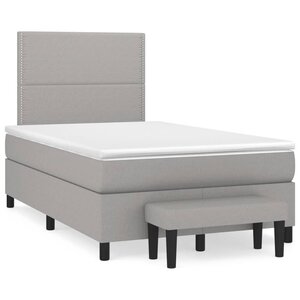 vidaXL Sommier à lattes de lit avec matelas Gris clair 120x200cm Tissu
