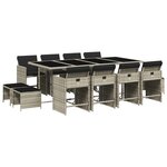 vidaXL Ensemble à manger de jardin et coussins 13 Pièces gris clair rotin